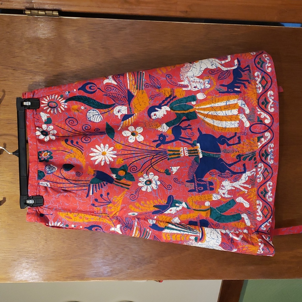 Vintage Mexican Batik Multi-Color Wrap Skirt